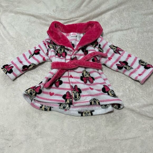 Disney Minnie Mouse Robe - pink & white - 2T - Picture 1 of 6